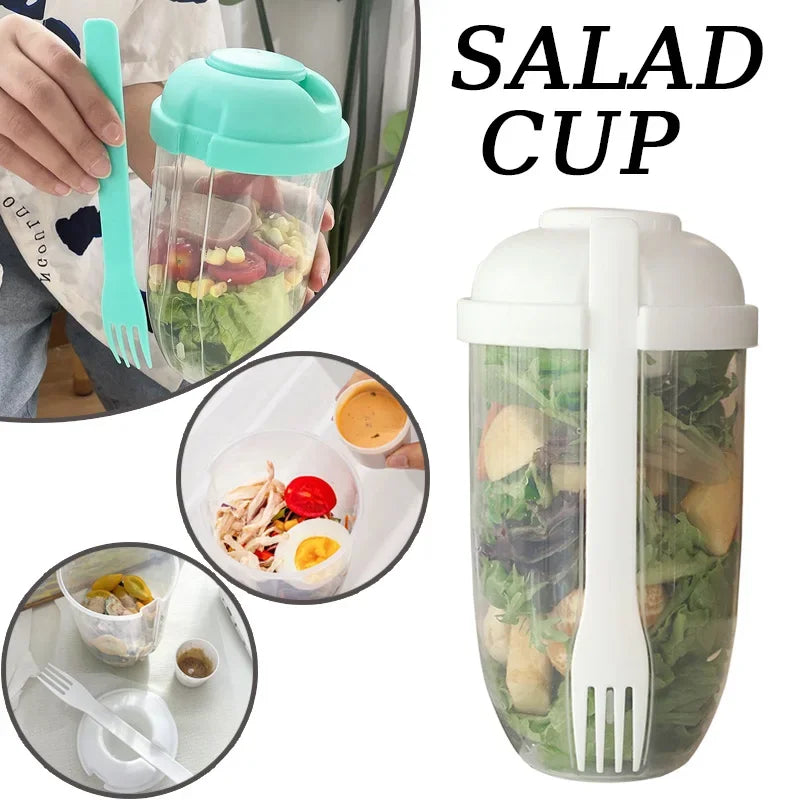 Portable Salad Cup w/Sauce Cup & Fork