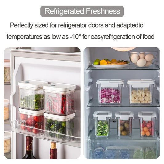 Fridge Door Food Storage Container with Drain Basket