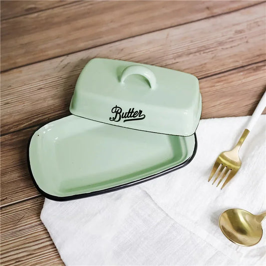 Retro Enamel Butter Container with Lid