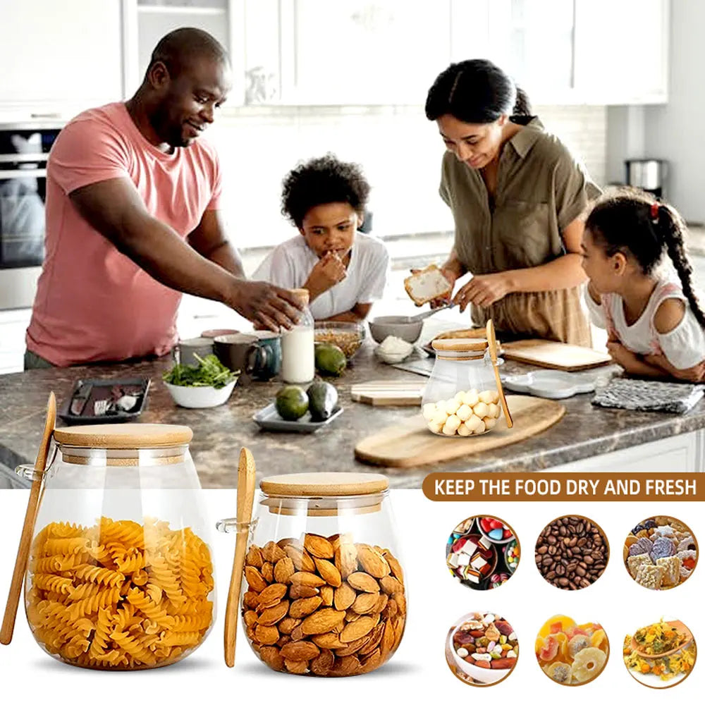 350ml Glass Jar with Lid & Spoon