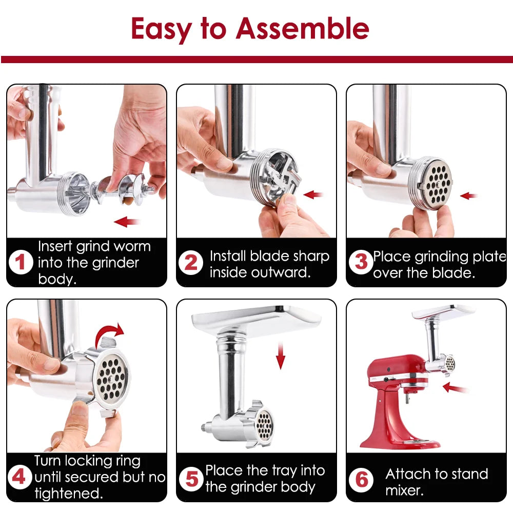 Premium Aluminum Alloy Meat Grinder Attachment for All KitchenAid