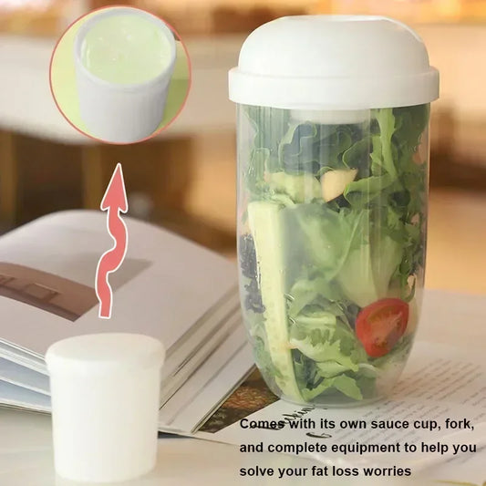 Portable Salad Cup w/Sauce Cup & Fork