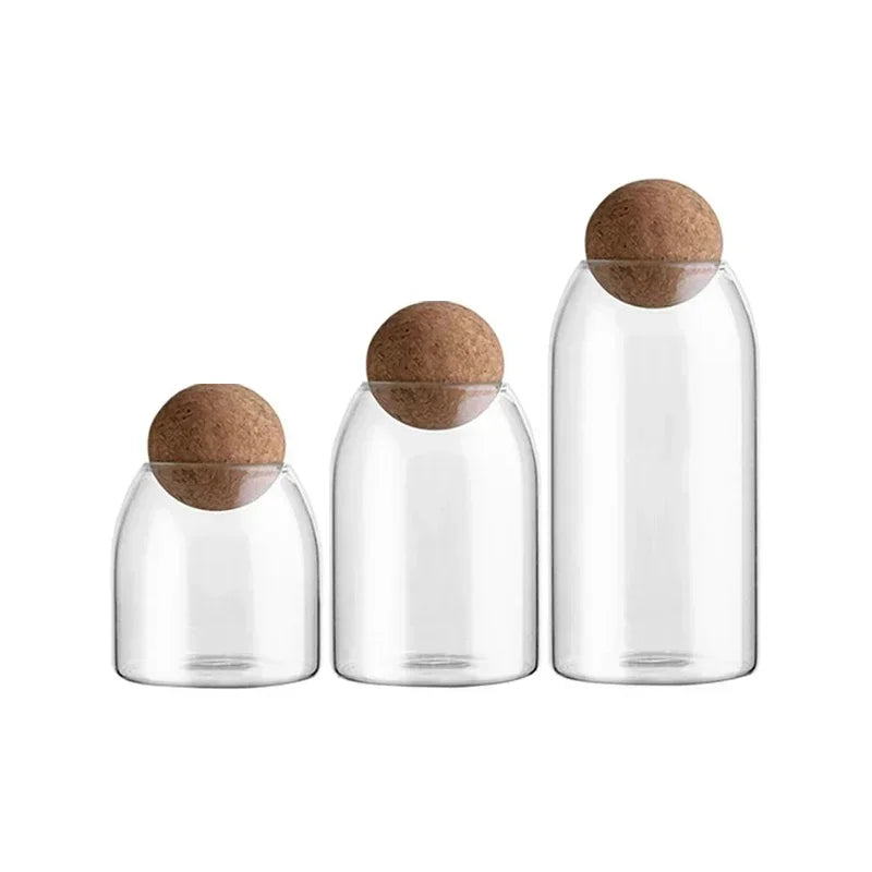 Clear Glass Storage Jar with Cork Lid