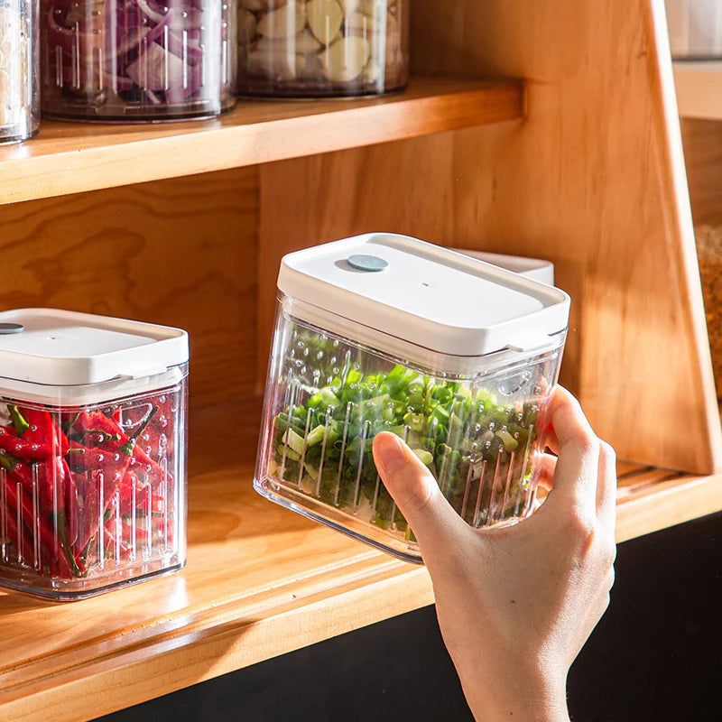 Fridge Door Food Storage Container with Drain Basket