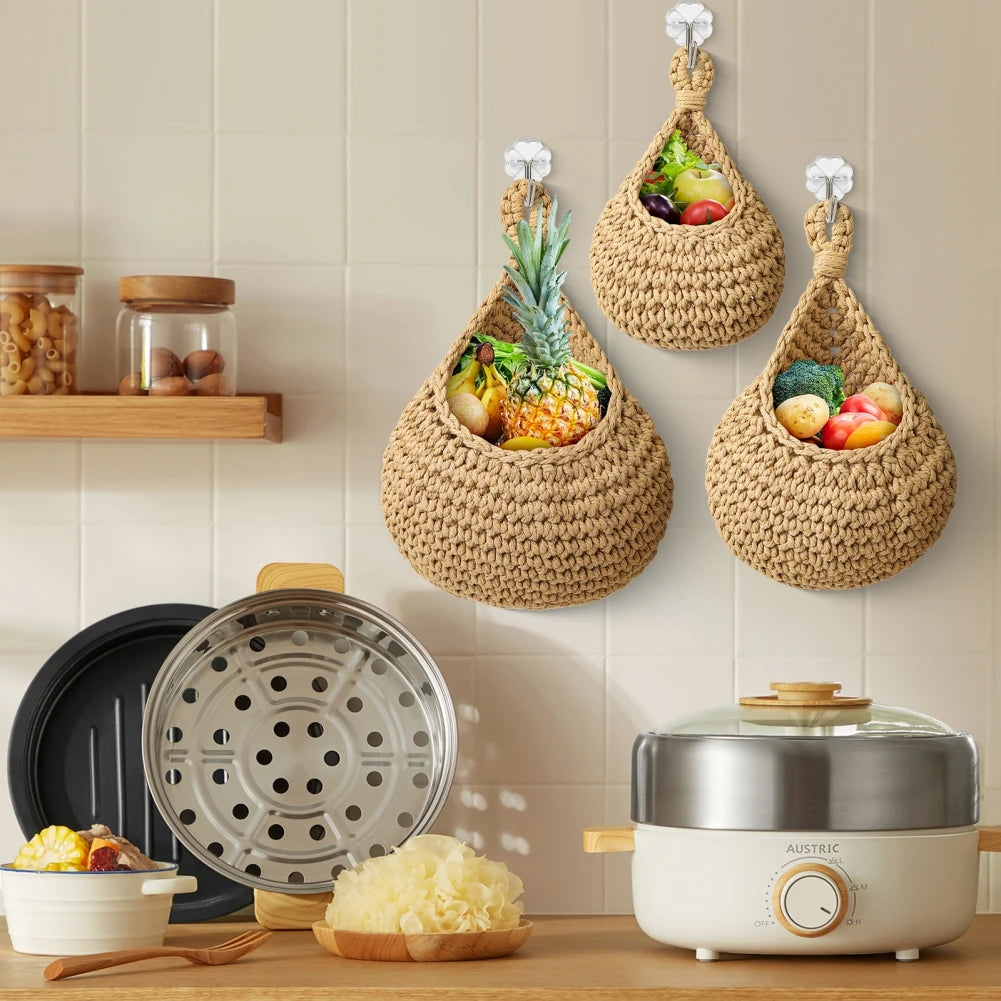 Jute Hanging Wall Vegetable & Fruit Baskets