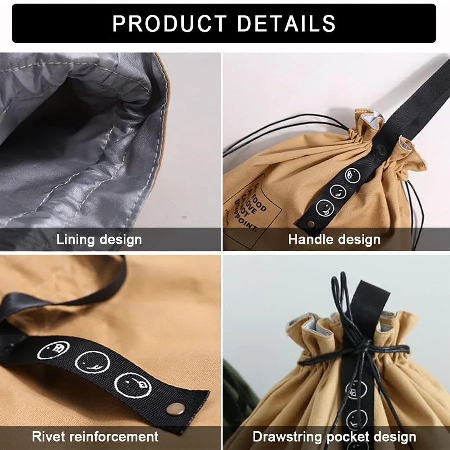 Portable Insulated Canvas Lunch Bag