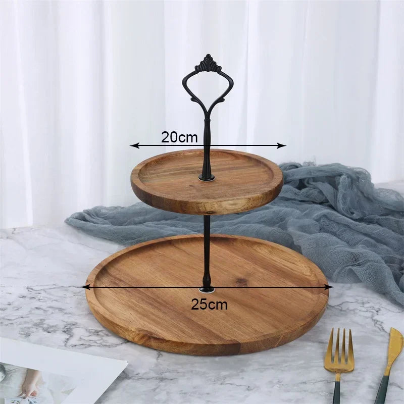 2 Layer Wooden Cake Stand