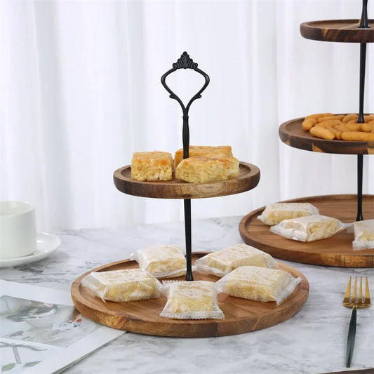 2 Layer Wooden Cake Stand