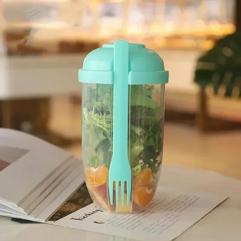 Portable Salad Cup w/Sauce Cup & Fork