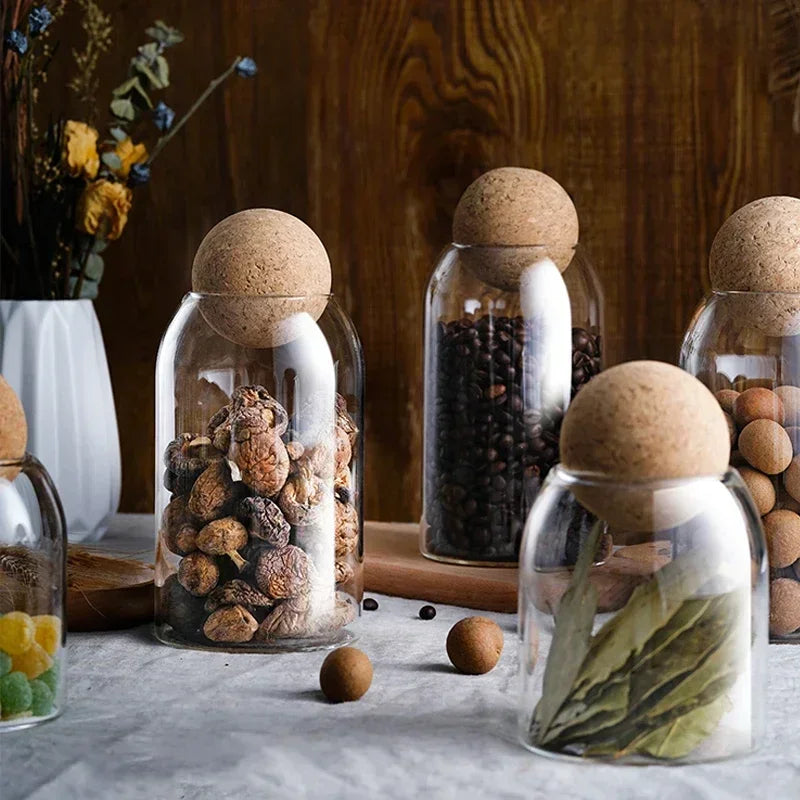 Clear Glass Storage Jar with Cork Lid