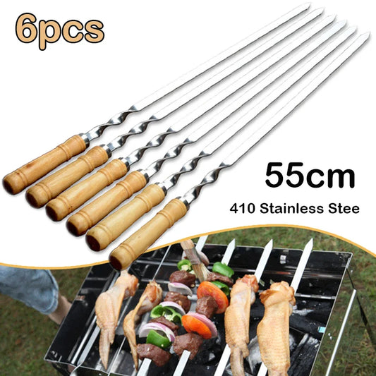 55cm Barbecue Skewer with Wooden Handle