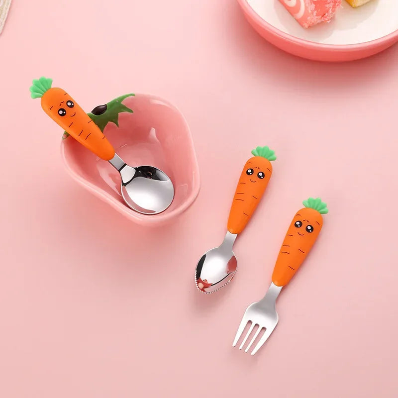 Kids Carrot Fork & Spoon Set with Carry Case