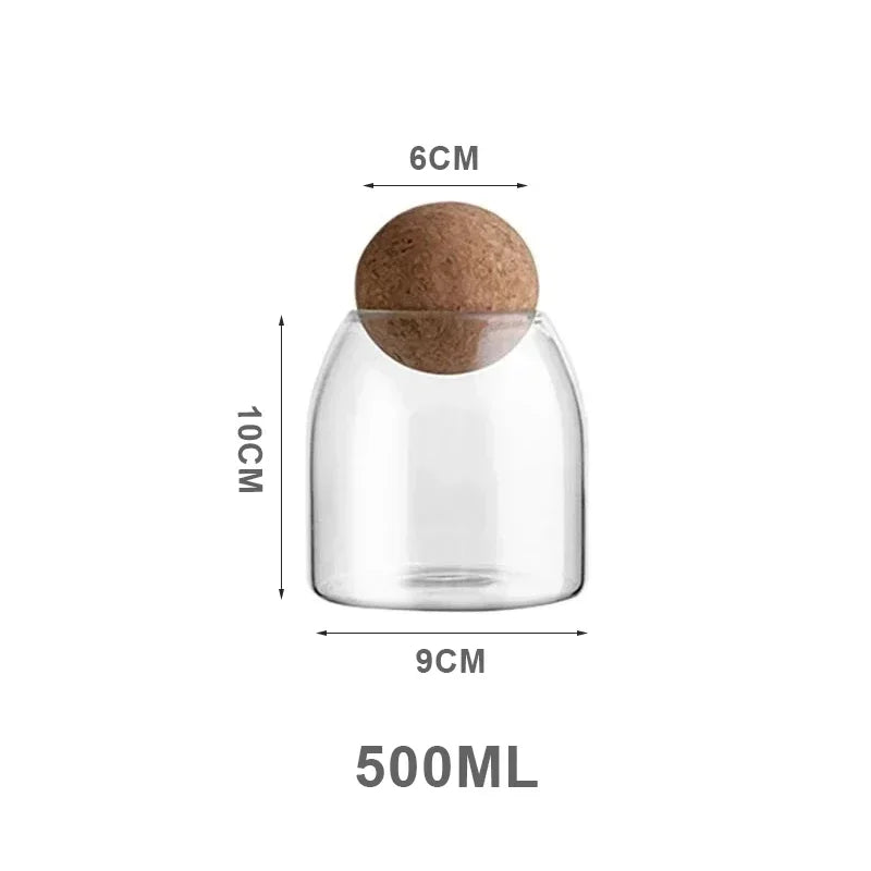 Clear Glass Storage Jar with Cork Lid