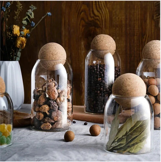 Clear Glass Storage Jar with Cork Lid