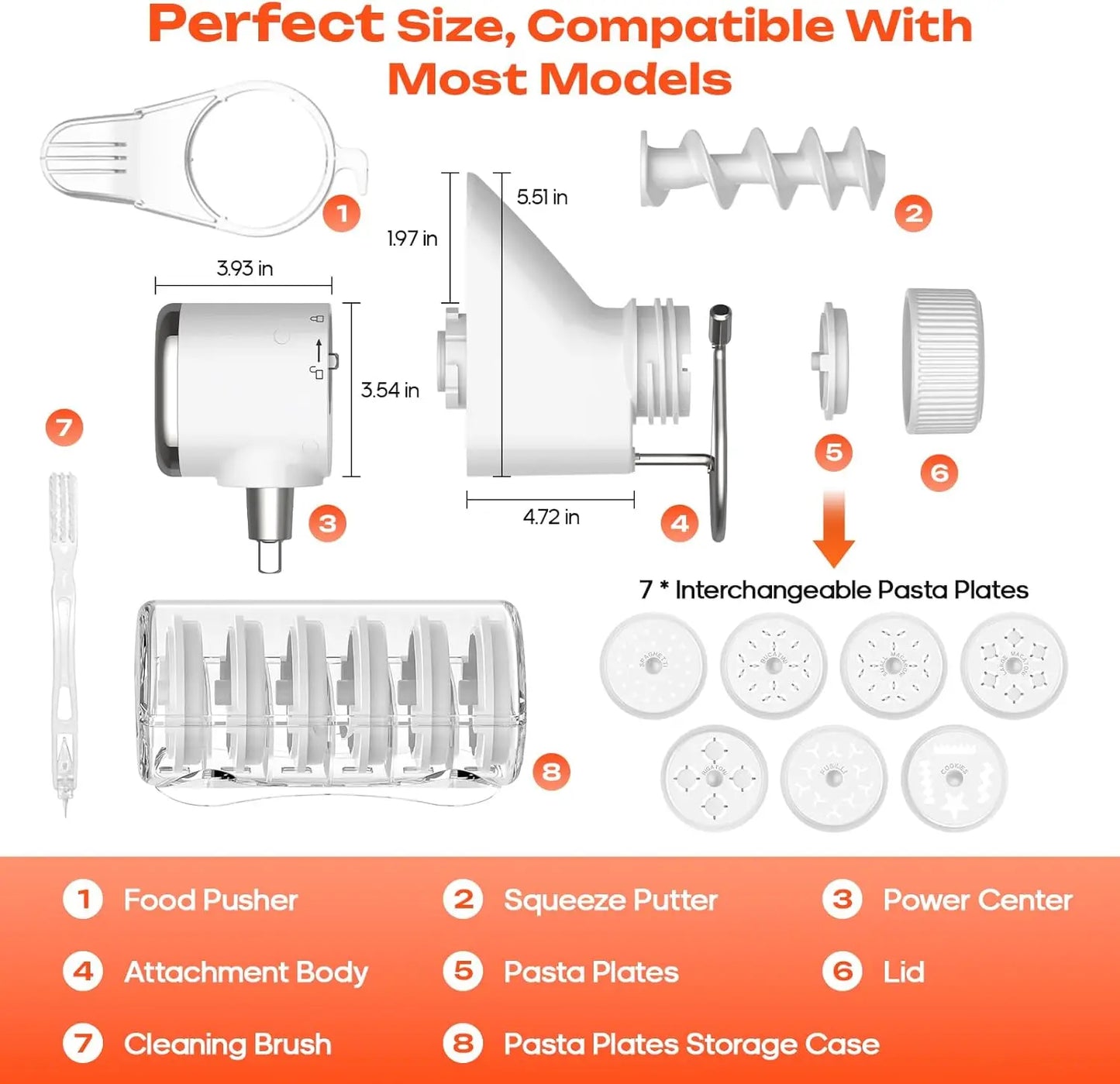 Pasta Press Attachment Suitable for KitchenAid and Cuisinart