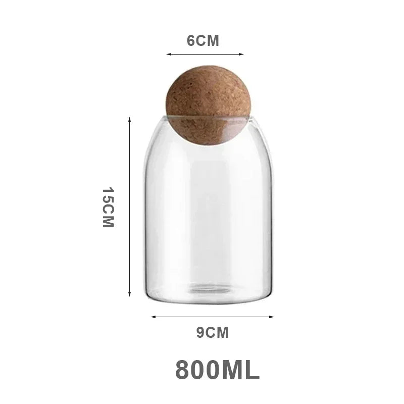 Clear Glass Storage Jar with Cork Lid