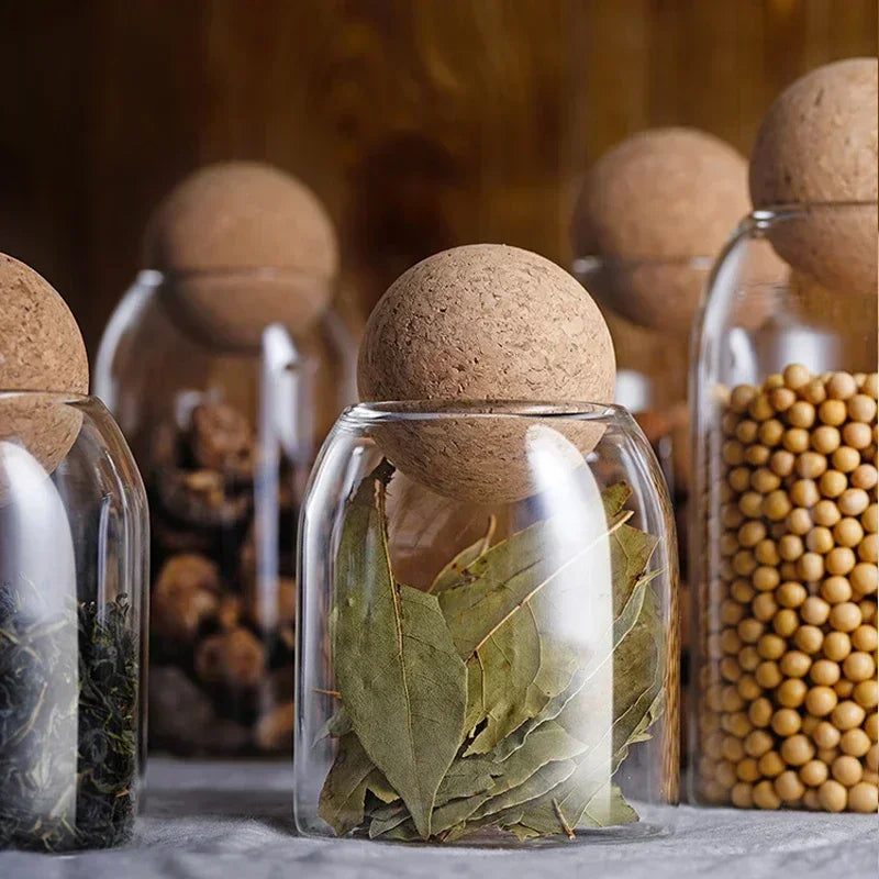 Clear Glass Storage Jar with Cork Lid