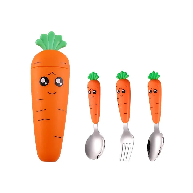 Kids Carrot Fork & Spoon Set with Carry Case