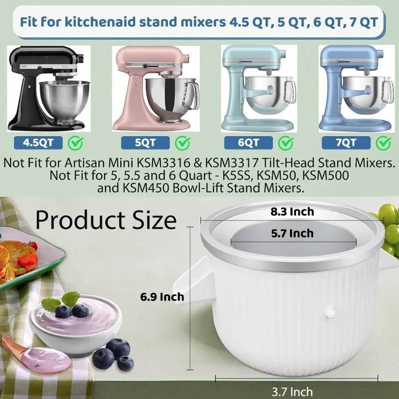 Ice Cream Mixer Bowl suitable for Kitchen Aids