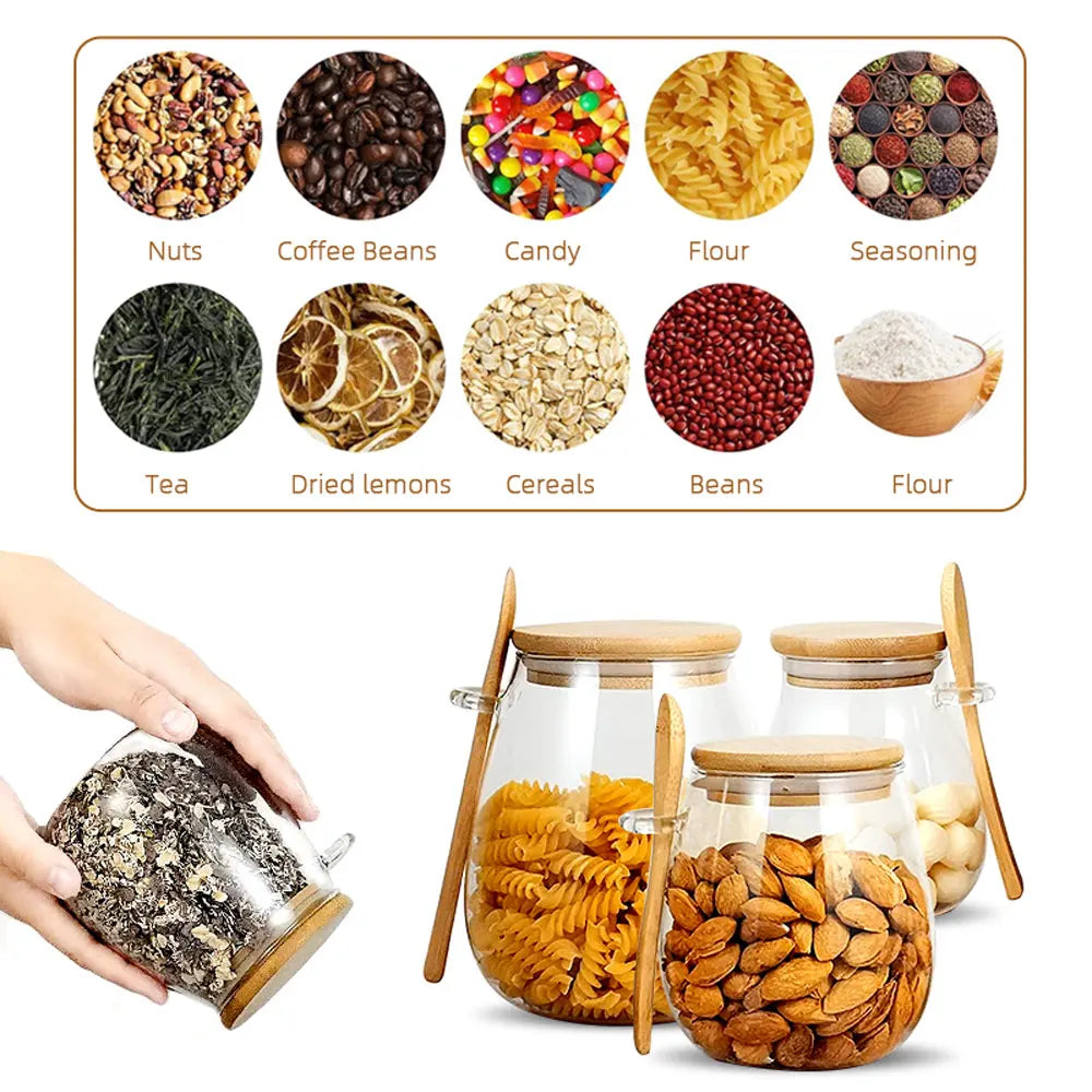 350ml Glass Jar with Lid & Spoon