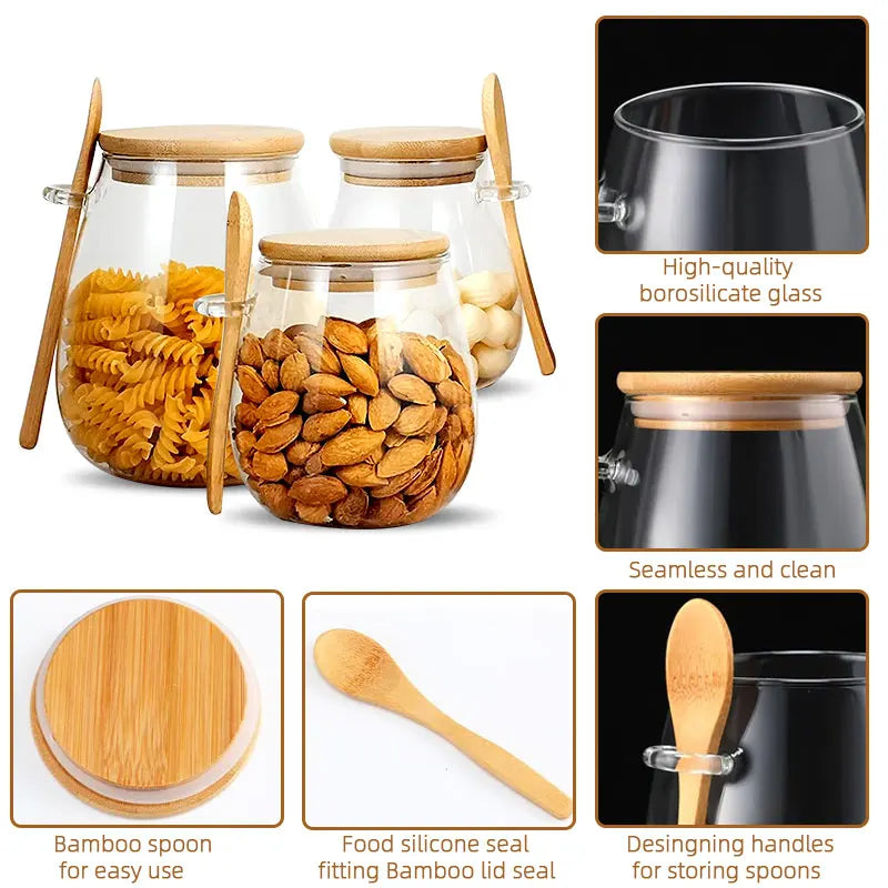 350ml Glass Jar with Lid & Spoon