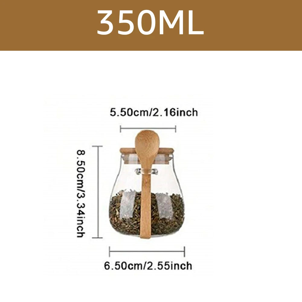 350ml Glass Jar with Lid & Spoon