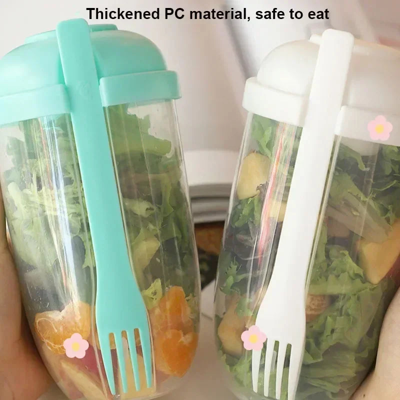 Portable Salad Cup w/Sauce Cup & Fork