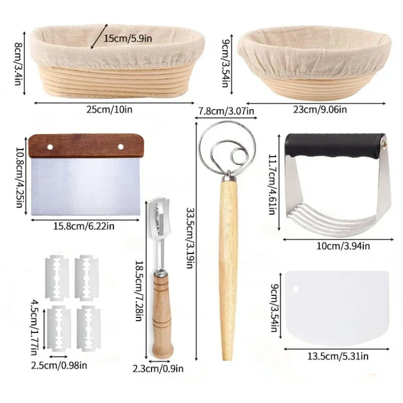 Sourdough Bread Fermentation Basket Set