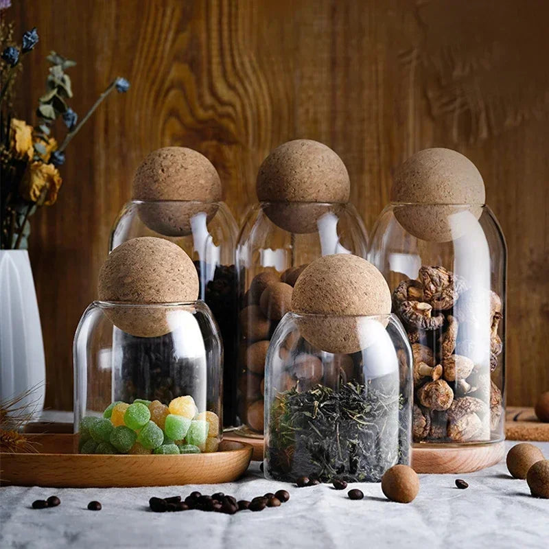 Clear Glass Storage Jar with Cork Lid
